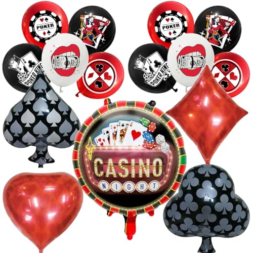SANYUANHE Casino Balloon Party Decoration, Casino Playing Cards Happy Birthday Balloons, Game Night Events, Perfect for Las Vegas Night Casino Occasions. von SANYUANHE