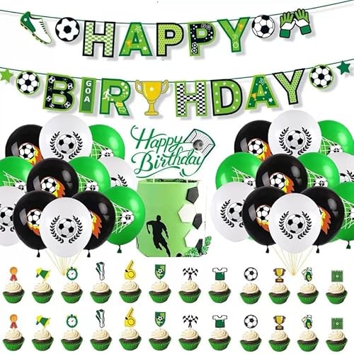 SANYUANHE Dekorationsset für eine Fußball-Geburtstagsparty, Fußball-Geburtstagskuchen-Dekoration, Football Banner Happy Birthday,Kindergeburtstag Trophäe Luftballons,41 Stück Fußballzubehör SANYUANHE Dekorationsset für eine Fußball-Geburtstagsparty, Fußball-Geburtstagskuchen-Dekoration, Football Banner Happy Birthday,Kindergeburtstag Trophäe Luftballons,41 Stück Fußballzubehör von SANYUANHE