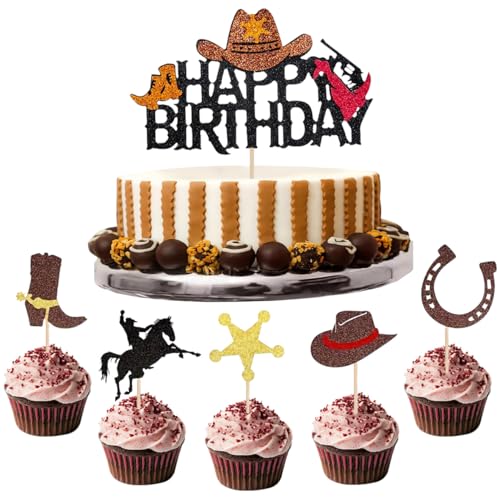 SANYUANHE Denim Cake Dekoration, 21 Stück glänzende Cowboy Thema Alles Gute zum Geburtstag Dekoration, Western Cowboy Party Thema Kuchen Set, DIY Kuchen Schokolade Dessert Tasse SANYUANHE Denim Cake Dekoration, 21 Stück glänzende Cowboy Thema Alles Gute zum Geburtstag Dekoration, Western Cowboy Party Thema Kuchen Set, DIY Kuchen Schokolade Dessert Tasse von SANYUANHE