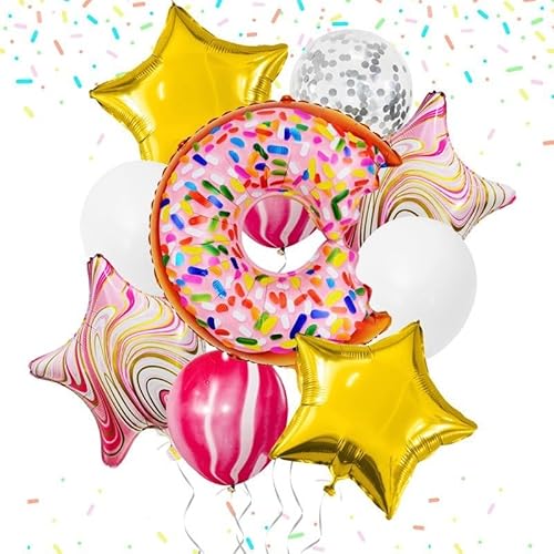 SANYUANHE Donut-Ballons, 10 Folien-Kinder-Geburtstagsballons, Donuts & Stern-Party-Dekorationen, Donut-Ballons für Geburtstagsparty-Thema SANYUANHE Donut-Ballons, 10 Folien-Kinder-Geburtstagsballons, Donuts & Stern-Party-Dekorationen, Donut-Ballons für Geburtstagsparty-Thema von SANYUANHE