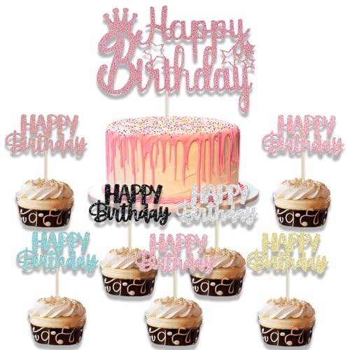 SANYUANHE 25 Stück Happy Birthday Tortendeko,Cake Topper Geburtstag,Mehrfarbig Cupcake Topper,Kuchen Deko,Geburtstag Tortenstecker,Geburtstagsdekoration,für Mädchen Jungen SANYUANHE 25 Stück Happy Birthday Tortendeko,Cake Topper Geburtstag,Mehrfarbig Cupcake Topper,Kuchen Deko,Geburtstag Tortenstecker,Geburtstagsdekoration,für Mädchen Jungen von SANYUANHE