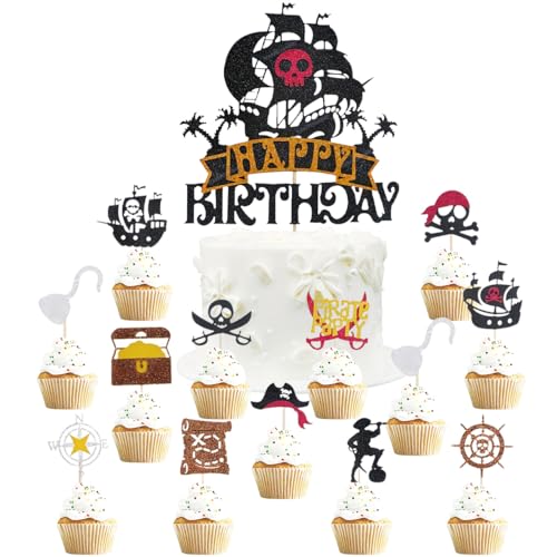 25 Stück Piraten Cupcake Topper Tortendeko,Piraten Geburtstagstorte Dekoration,Geburtstag Halloween Party Decoration,Piraten Kuchen Deko,Pirate Tortenstecker 25 Stück Piraten Cupcake Topper Tortendeko,Piraten Geburtstagstorte Dekoration,Geburtstag Halloween Party Decoration,Piraten Kuchen Deko,Pirate Tortenstecker von SANYUANHE