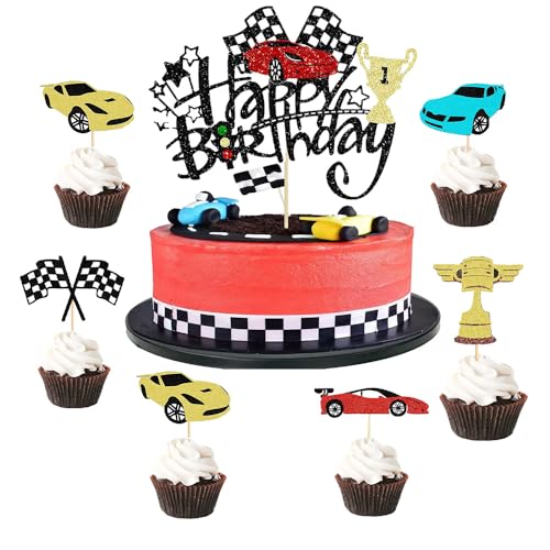 SANYUANHE Racing Kuchen Dekoration, 25 Pcs Kinder Geburtstag Rennen Motto Party, glänzender Junge Mädchen Motorrad Kuchen Dekoration, Auto Geburtstag Sport Thema Kuchen Dekoration SANYUANHE Racing Kuchen Dekoration, 25 Pcs Kinder Geburtstag Rennen Motto Party, glänzender Junge Mädchen Motorrad Kuchen Dekoration, Auto Geburtstag Sport Thema Kuchen Dekoration von SANYUANHE