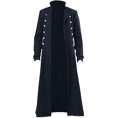 Vintage Mittelalter Kostüme Steampunk Gothic Schwarz Lange Jacke Mantel Vampir Cosplay Pirat Halloween Outfit männer Trenchcoat von sarge knives