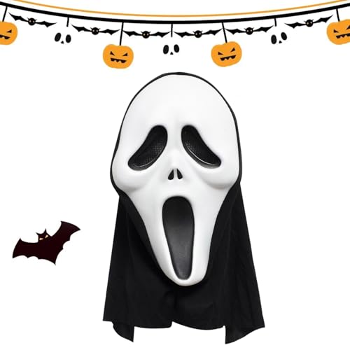 Halloween Ghostface Maske, Horrorfilm Scream Maske für Erwachsene, Geisters Maske Scream, Ghost-Face Masken für Halloween Karnevals Cosplays Mottopartys Rollenspiele von SARYLI