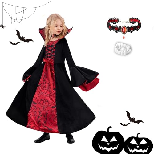 Vampir Kostüm Mädchen, Vampirkostüm Mädchen Gotisch 7-9 Jahres, Halloween Kostüm Kinder Vampirekostüm Kleid Verkleidung für Halloween Karnevals Faschings Partys Cosplays Vampir Kostüm Mädchen, Vampirkostüm Mädchen Gotisch 7-9 Jahres, Halloween Kostüm Kinder Vampirekostüm Kleid Verkleidung für Halloween Karnevals Faschings Partys Cosplays von SARYLI