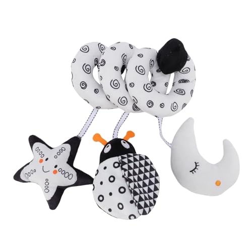 SASKATE Babykrippe Hängende Rasseln Spielzeug, Schwarz Weißes Tierisches Baby Spiralplüschspielzeug, Hängendes Rasselnspielzeug für Krippen Mobile von SASKATE