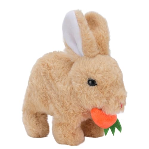 SASKATE Electric Bunny Toy, Realistisch Springender Kaninchen mit Karottenpropie für Kinder, Bewegte Ohren und Soundeffekte für die Interaktion zwischen Elternkind (Gelb) von SASKATE