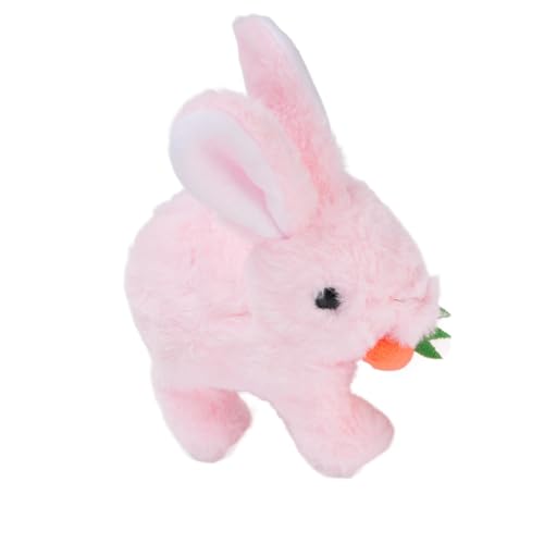 SASKATE Electric Bunny Toy, Realistisch Springender Kaninchen mit Karottenpropie für Kinder, Bewegte Ohren und Soundeffekte für die Interaktion zwischen Elternkind (Rosa) von SASKATE