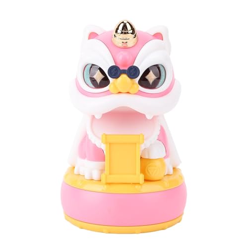 Solar Angetriebene Tanzende Nicken Löwenfiguren, Multifunktionale Nutekelautautautwagenhboard -Ornamente für Wohlstand und Wohlstand für Zuhause mit Tierischen Bildern (Rosa) von SASKATE