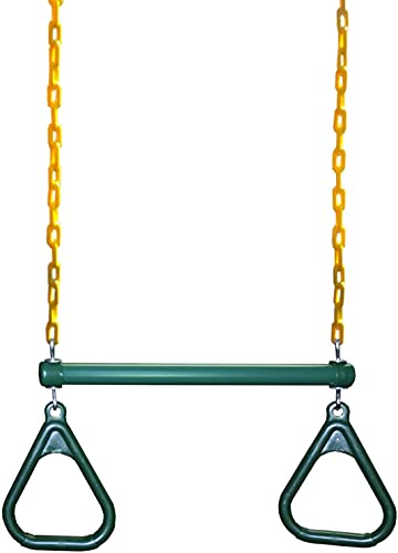 SASONCO Trapezstange und Gymnastikringe | Große Trapezstange - 45 cm mit beschichteten 1,2 m Ketten | Spielplatz-Trapezstange und Ringe von SASONCO