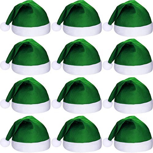 SATINIOR 12 Stück Weihnachtsmannmützen Weihnachten Vliesstoff Hut für Feiertage Weihnachten Party Zubehör - Grün - Medium von SATINIOR