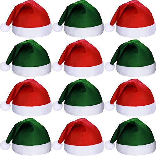 SATINIOR 12 Stück Weihnachtsmannmützen Weihnachten Vliesstoff Hut für Feiertage Weihnachten Party Zubehör - - Medium von SATINIOR