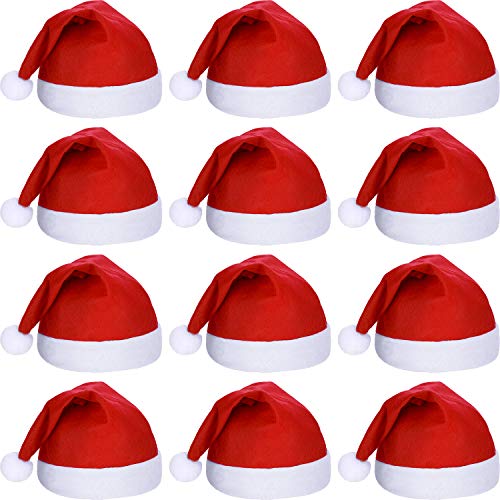 SATINIOR 12 Stück Weihnachtsmannmützen Weihnachten Vliesstoff Hut für Feiertage Weihnachten Party Zubehör - Rot - Medium von SATINIOR