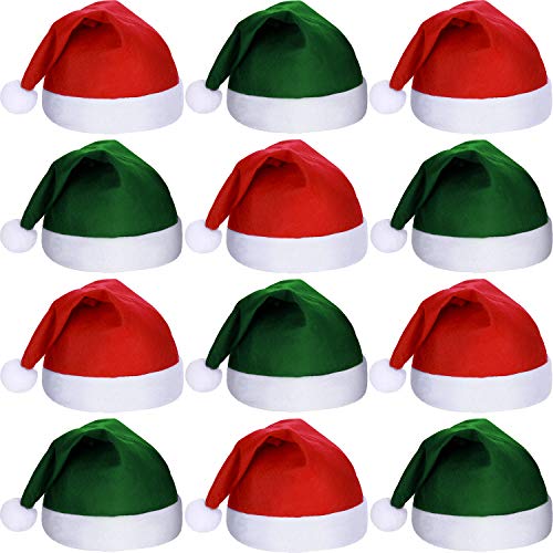 SATINIOR 12 Stück Weihnachtsmannmützen aus Vliesstoff für Feiertage, Weihnachten, Partyzubehör, Dunkelgrün und Rot, Small SATINIOR 12 Stück Weihnachtsmannmützen aus Vliesstoff für Feiertage, Weihnachten, Partyzubehör, Dunkelgrün und Rot, Small von SATINIOR