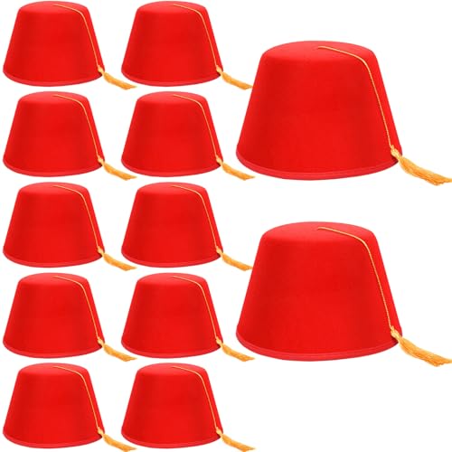 SATINIOR 12 Stück roter türkischer Fez Filzhut für Herren und Damen, Cosplay, Kostüm, Griechenland, marokkanisch, traditionell SATINIOR 12 Stück roter türkischer Fez Filzhut für Herren und Damen, Cosplay, Kostüm, Griechenland, marokkanisch, traditionell von SATINIOR