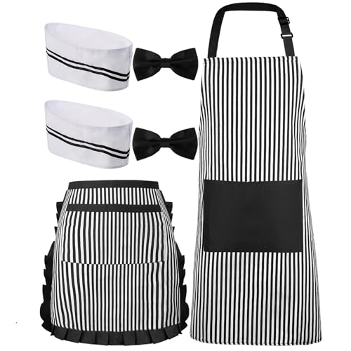 SATINIOR 6 Pcs Kellnerpaar Kostüm Hot Dog Popcorn Kostüm Kellner Schürze Chef Hut Fliege für 50er Jahre Karneval Zirkus Party SATINIOR 6 Pcs Kellnerpaar Kostüm Hot Dog Popcorn Kostüm Kellner Schürze Chef Hut Fliege für 50er Jahre Karneval Zirkus Party von SATINIOR
