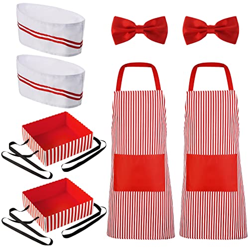SATINIOR 8-teiliges Kellner-Kostüm-Set für Erwachsene, einschließlich Kochmütze, rot-weiß gestreifte Schürze, Clip-on-Fliegen und Papier-Party-Tabletts für Männer und Frauen, Cosplay, Zirkus-Party, Einheitsgröße SATINIOR 8-teiliges Kellner-Kostüm-Set für Erwachsene, einschließlich Kochmütze, rot-weiß gestreifte Schürze, Clip-on-Fliegen und Papier-Party-Tabletts für Männer und Frauen, Cosplay, Zirkus-Party, Einheitsgröße von SATINIOR