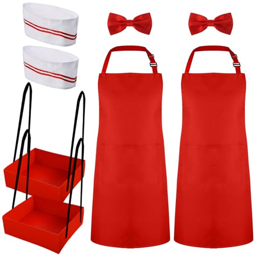 SATINIOR 8-teiliges Kellner-Kostüm für Erwachsene, Hot Dog, Soda Jerk, Filmnacht, Kellnerin, Kostüm, 1950er Jahre, Zirkus-Party, Cosplay, reines rot, one size, approx. 27.6 x 24.4 inches SATINIOR 8-teiliges Kellner-Kostüm für Erwachsene, Hot Dog, Soda Jerk, Filmnacht, Kellnerin, Kostüm, 1950er Jahre, Zirkus-Party, Cosplay, reines rot, one size, approx. 27.6 x 24.4 inches von SATINIOR