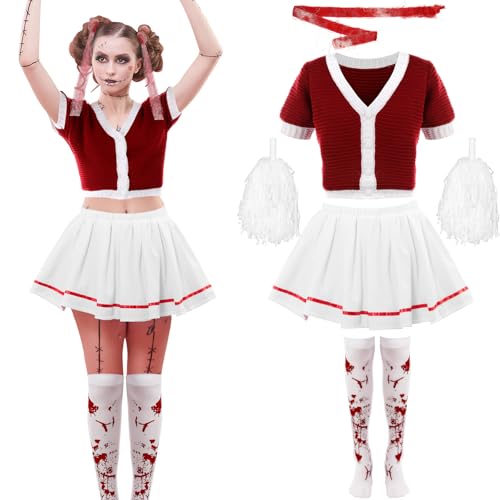 SATINIOR Cheerleader-Kostüme für Damen, Erwachsene, Mädchen, Uniform-Outfit für Halloween-Party, Größe S, 4 Stück SATINIOR Cheerleader-Kostüme für Damen, Erwachsene, Mädchen, Uniform-Outfit für Halloween-Party, Größe S, 4 Stück von SATINIOR