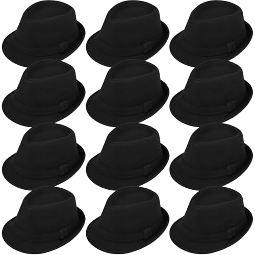 SATINIOR Filz-Bowler-Zylinderhut, Großpackung für Magier, Steampunk-Kostüm, Verkleidung, für Herren, Damen, Cosplay, Halloween, Party, Schwarz, Ribbon von SATINIOR