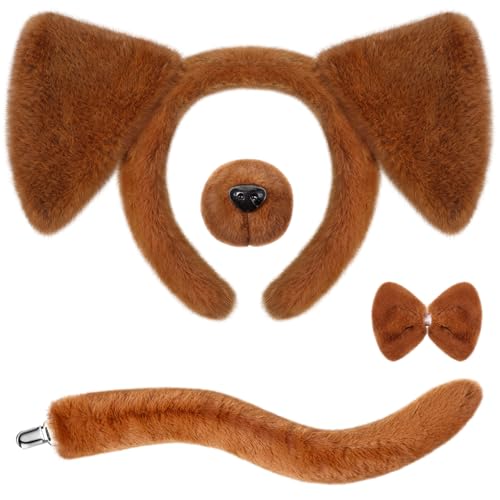 SATINIOR Welpenkostüm-Set, Dalmatiner-Hundeohren, Stirnband, künstliche Nase, Fliege, Hundeschwanz, für Kinder und Erwachsene, Kostümzubehör für Karneval, Karneval, Welttag des Buches, Cosplay SATINIOR Welpenkostüm-Set, Dalmatiner-Hundeohren, Stirnband, künstliche Nase, Fliege, Hundeschwanz, für Kinder und Erwachsene, Kostümzubehör für Karneval, Karneval, Welttag des Buches, Cosplay von SATINIOR