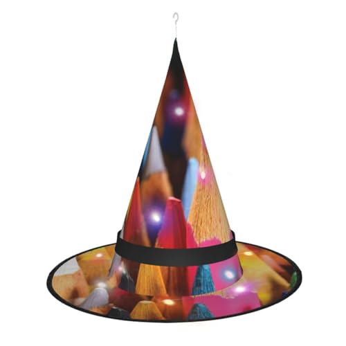 SATUSA Buntstifte, Halloween-Dekoration, Hexenhut, beleuchteter Hexenhut, hängend, beleuchtet, leuchtender Hexenhut für Halloween-Partyzubehör von SATUSA