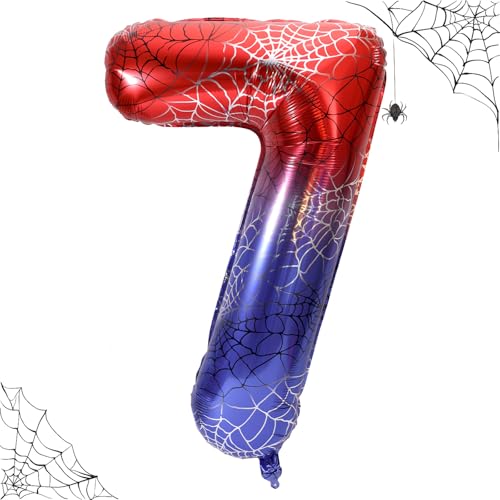 101,6cm Riesiger Spinnennetz Zahlen Geburtstagsballon, Großer Spinnen Thema Zahlenballons Rote Blaue Helden Partydekorationen für Jungen Kinder Geburtstag Jubiläum Halloween Partyzubehör (7) von SAVITA