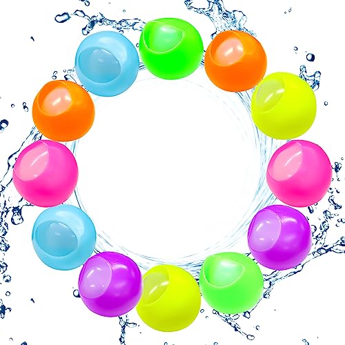 12st Wasserballon Wiederverwendbar, Spritzbälle Wasserbomben Selbstschließend Schnelle Wassereinspritzung Wasserbomben Bälle Set für Kinder und Erwachsene Sommerpool Wasserkampf von SAVITA