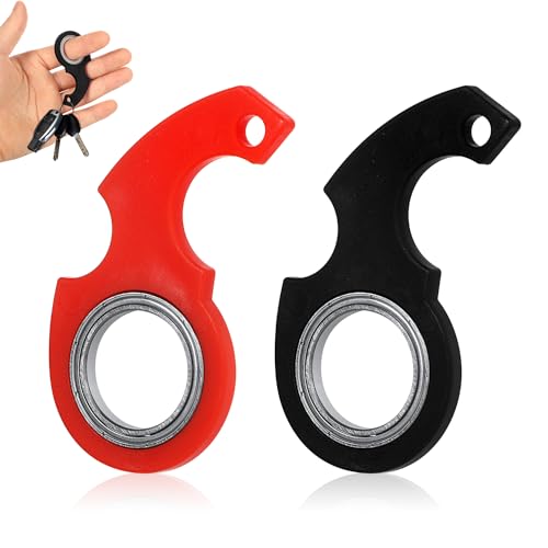 2stk Schlüsselanhänger Spinner Fidget, Schlüsselanhänger Spinner Tragbarer Schlüsselanhänger-Spinner Schlüsselanhänger-Spinner für Teen und Erwachsene Fingerübungen Angstlinderung(Schwarz, Rot) von SAVITA