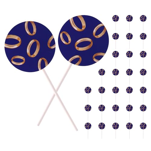 30stk Blau Gold Torten Deko, Blaue Cartoon Tortendeko mit Goldenem Ringdruck für DIY Geburtstagstorte Cupcake Weiches Dessert Essen Dekoration von SAVITA