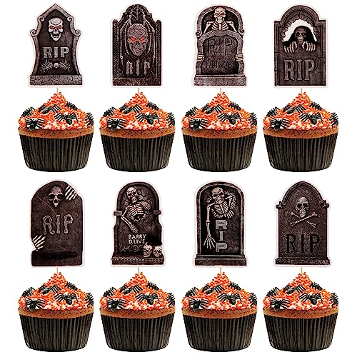 48 Stück Grabsteine Kuchenaufsatz, Halloween Cake Topper Grabstein Cupcake Gruselige Picks Friedhofs, Dekoration für Halloween-Party 48 Stück Grabsteine Kuchenaufsatz, Halloween Cake Topper Grabstein Cupcake Gruselige Picks Friedhofs, Dekoration für Halloween-Party von SAVITA
