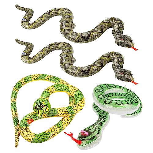 4PCS Aufblasbare Falsche Schlange, Groß Aufblasbare Schlange Pool Realistische Aufblasbare Python Aufblasbare Schlange Spielzeug für Pool Garten Geburtstagsparty Halloween Dekoration (3 Stile) von SAVITA