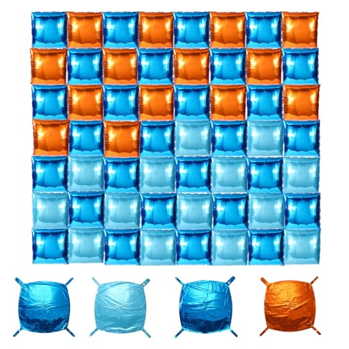 56stk Quadratische Folienballons, Marineblau Orange und Blau Hellblau Doppelseitig Folienballons als Wandhintergrund für Geburtstag Babyparty Jubiläum Hochzeit Partydekoration 56stk Quadratische Folienballons, Marineblau Orange und Blau Hellblau Doppelseitig Folienballons als Wandhintergrund für Geburtstag Babyparty Jubiläum Hochzeit Partydekoration von SAVITA