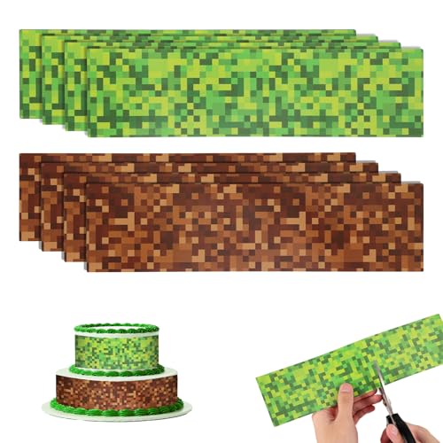 8stk Pixel-Spiel-Kuchenrand-Dekor, Grüne und Braune Kuchenaufsätze Wrapper-Randstreifen für Geburtstags-Pixel-Themenparty-Zubehör 8stk Pixel-Spiel-Kuchenrand-Dekor, Grüne und Braune Kuchenaufsätze Wrapper-Randstreifen für Geburtstags-Pixel-Themenparty-Zubehör von SAVITA