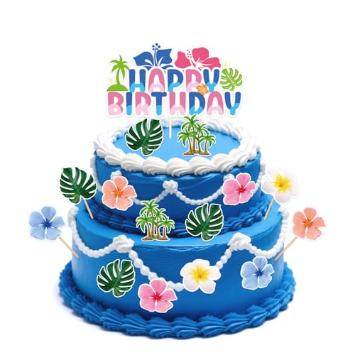 Blau & Pink Cartoon Kuchenaufsatz Geburtstag, Süß Blume und Baum Hawaii-Geburtstagsparty-Kuchendekorationen für Jungen und Mädchen Babyparty-Dessert-Topper Blau & Pink Cartoon Kuchenaufsatz Geburtstag, Süß Blume und Baum Hawaii-Geburtstagsparty-Kuchendekorationen für Jungen und Mädchen Babyparty-Dessert-Topper von SAVITA