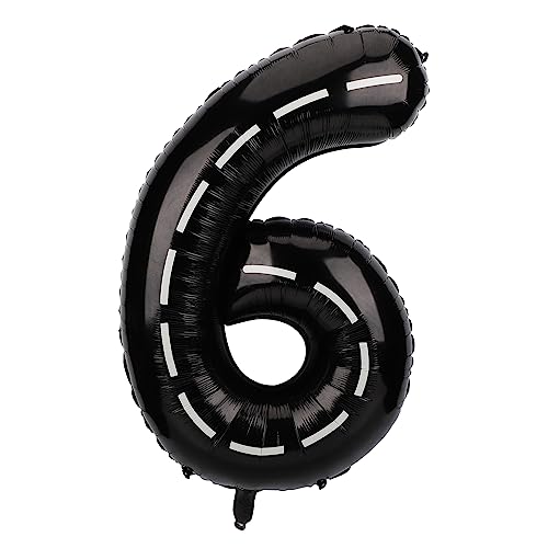 Race Car Balloon Number, 40 Inches Large Black Racetrack Number Balloon Race Car Birthday Balloons Race Car Theme Party Decorations for Boys' Birthday Party Baby Shower (6) von SAVITA