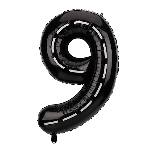 Race Car Balloon Number, 40 Inches Large Black Racetrack Number Balloon Race Car Birthday Balloons Race Car Theme Party Decorations for Boys' Birthday Party Baby Shower (9) von SAVITA