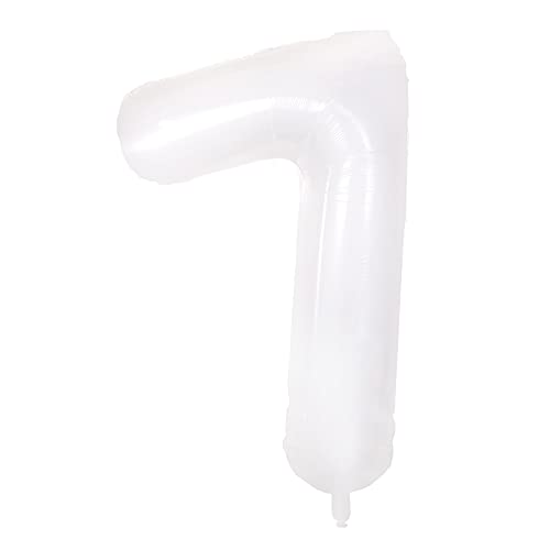 SAVITA 1 Stück Weißer Zahlenballon Folienballon 7 Folie Riesiger Nummer Ballon für Geburtstagsparty Aktivität Sammeln Festival Feier Jubiläum Dekoration Zubehör (Weiß, 101cm) von SAVITA