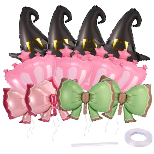 SAVITA 12-Teilige Partydekorationen für Magische Hexen, Aluminiumfolie Schwarzer Hexenballon Rosa Geburtstagsballons mit Prinzessinnenkrone Strohhalmband Mädchen-Mottopartys Babyparty-Zubehör SAVITA 12-Teilige Partydekorationen für Magische Hexen, Aluminiumfolie Schwarzer Hexenballon Rosa Geburtstagsballons mit Prinzessinnenkrone Strohhalmband Mädchen-Mottopartys Babyparty-Zubehör von SAVITA