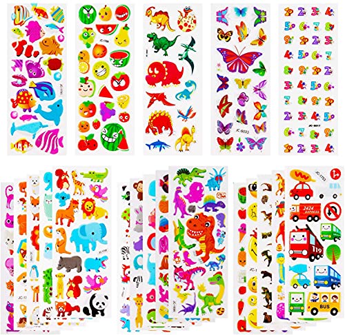 SAVITA 3D Aufkleber für Kinder & Kleinkinder 500+ Geschwollen Stickers Niedliche Verschiedene Set Buchstaben Zahlen, Schmetterlinge, Fische, Dinosaurier und vieles mehr(6 Stil) (Dinosaurier) von SAVITA