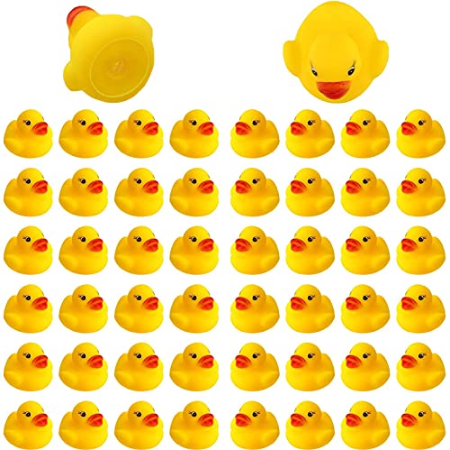 SAVITA 50 Stück Badeente Gummiente Quietscheente Badespielzeug für Kinder Float and Squeak Mini Gelbe Ente Badewannenspielzeug für Dusch Geburtstags Partyartikel von SAVITA