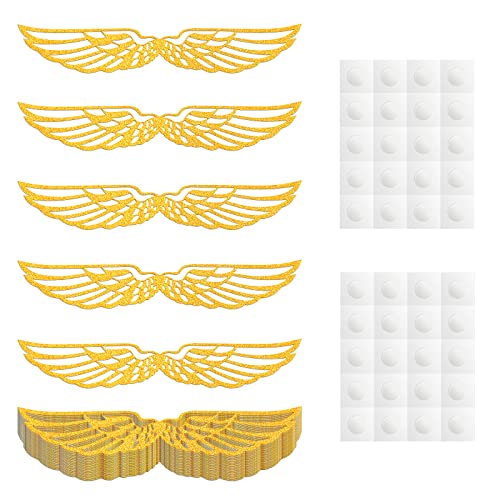 SAVITA 50 Stück Goldene Flügel Cupcake Topper Kindergeburtstag Cupcake Deko Zauberer Geburtstag Party Kuchendekoration Tortendeko für Süßigkeiten Fans Party Geburtstag Backen Muffin Topper Deko von SAVITA