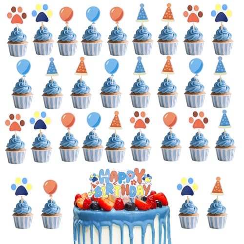 SAVITA Cartoon Hunde Kuchenaufsatz Set, 1 Großes Kuchenschild und 30 Kleine Aufsätze Blaue Cartoon Hunde Geburtstagsparty Dekorationen für Jungen und Mädchen Geburtstagsparty Kinder Babyparty SAVITA Cartoon Hunde Kuchenaufsatz Set, 1 Großes Kuchenschild und 30 Kleine Aufsätze Blaue Cartoon Hunde Geburtstagsparty Dekorationen für Jungen und Mädchen Geburtstagsparty Kinder Babyparty von SAVITA