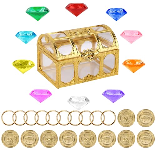 SAVITA Chaos Emeralds Schatzset, Inklusive 10stk Diamant-Edelsteinen 10 Goldenen Power-Ringen und 10 Goldmünzen mit Schatztruhe für Kinderpartys Kuchendekorationen Juwelenjagdspiele SAVITA Chaos Emeralds Schatzset, Inklusive 10stk Diamant-Edelsteinen 10 Goldenen Power-Ringen und 10 Goldmünzen mit Schatztruhe für Kinderpartys Kuchendekorationen Juwelenjagdspiele von SAVITA