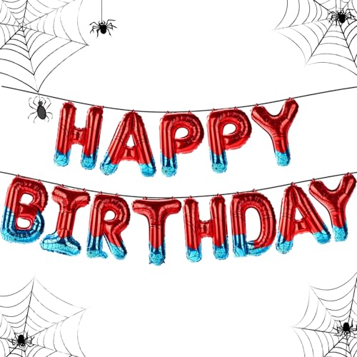 SAVITA Happy Birthday Banner Spinnenmotiv, Held Geburtstagsbanner Ballon Buchstabenschild Geburtstagsparty Dekorationen für Jungen- und Kinderpartyzubehör SAVITA Happy Birthday Banner Spinnenmotiv, Held Geburtstagsbanner Ballon Buchstabenschild Geburtstagsparty Dekorationen für Jungen- und Kinderpartyzubehör von SAVITA