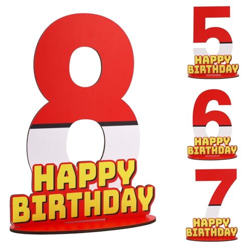 SAVITA Rot-Weißes Geburtstagsschild als Tafelaufsatz, Holzdeko Happy Birthday für Jungen und Mädchen Tischdekoration (Nummer 8) von SAVITA