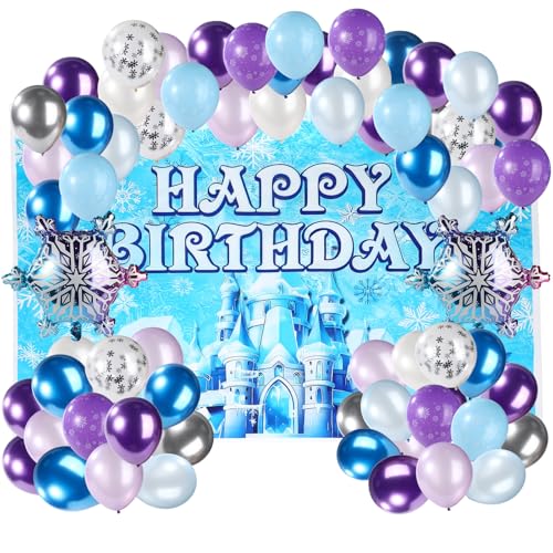Schnee Party Deko Satz, Luftballon Girlande Schnee mit Schneeflockenballons und Schnee-Geburtstagshintergrund für Kindergeburtstage Babypartys oder Tägliche Dekoration zu Hause von SAVITA