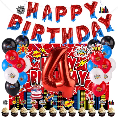 Spinnen-Geburtstagsparty-Dekorationen, Inklusive Latexballons Happy Birthday und Zahlenballons Hintergrund Tortenaufsätze Hängende Wirbel Geburtstagsparty-Dekor und Gastgeschenke(Nummer 4) von SAVITA