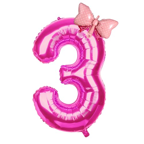 Zahlenballon, Zahlenballon Rosa Zahlenballons für Geburtstagsfeier Fliege Heliumfolienballons für Geburtstagsfeier Hochzeit Jahrestag Veranstaltungen Zubehör (Zahl 3) von SAVITA